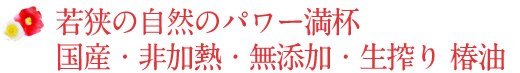 若狭の自然パワー満杯。国産・非加熱・無添加・生搾り 椿油